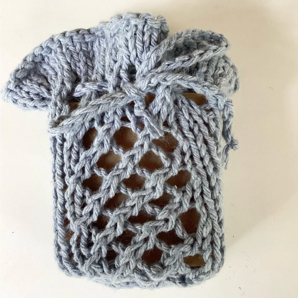 Soap Saver Bag Pouch Hand Crafted Denim Blue Cotton Bath Essential Exfoliating